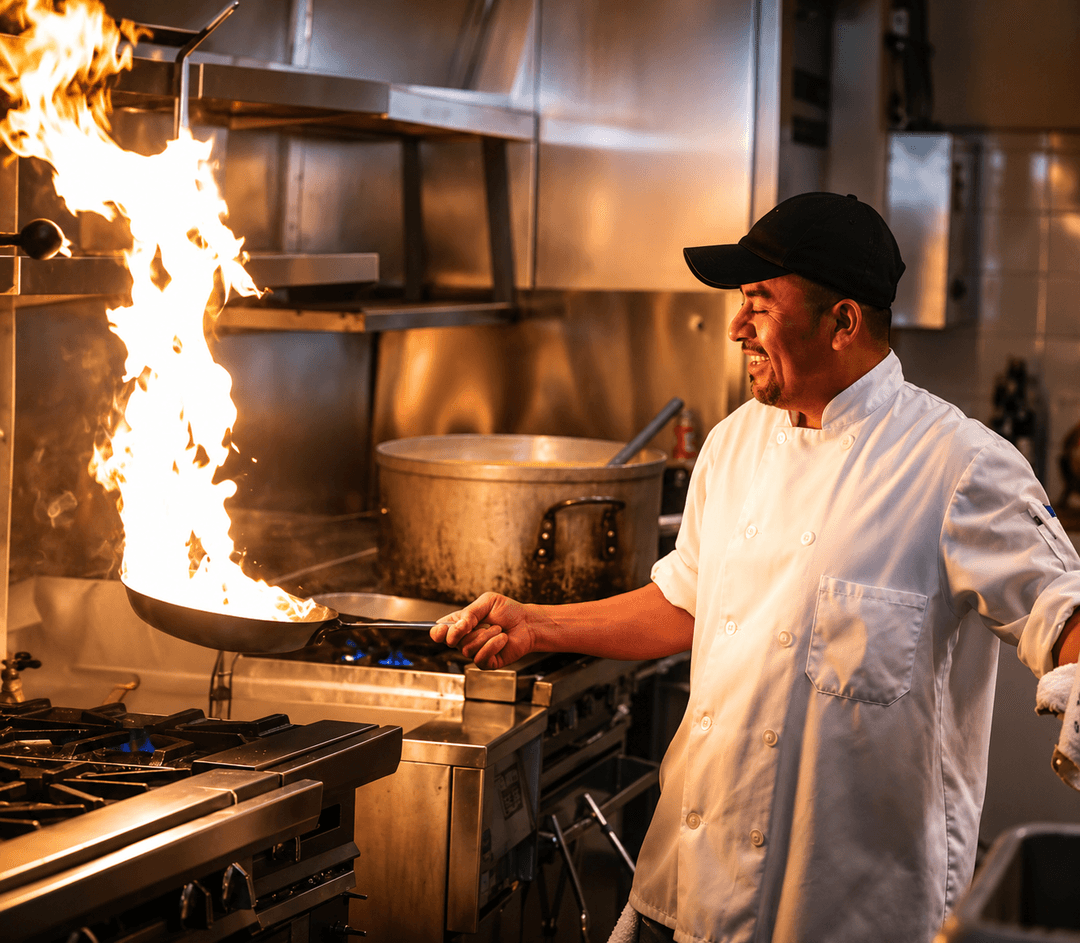 Chef cooking in a professional kitchen